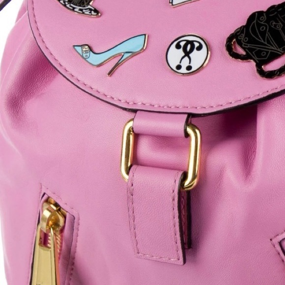 MOSCHINO Couture Pink Rare Find Badges Leather Backpack - Picture 8 of 17